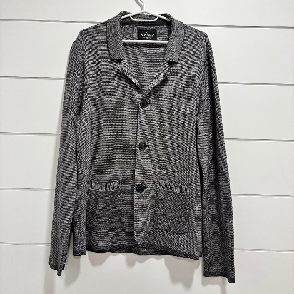 Di Capri Collection 100% cotton button up cardigan mixed grey size L-fits small